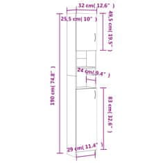 Vidaxl Kopalniška omarica bela 32x25,5x190 cm iverna plošča