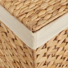 Vidaxl Košara za perilo s 3 predelki 75x42,5x52 cm vodna hijacinta