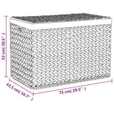 Vidaxl Košara za perilo s 3 predelki 75x42,5x52 cm vodna hijacinta