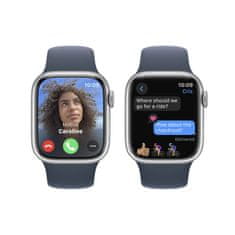 Apple Watch Series 9 pametna ura, 41 mm, GPS, srebrna, športni pašček Storm modra, M/L