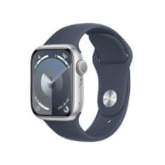 Apple Watch Series 9 pametna ura, 41 mm, GPS, srebrna, športni pašček Storm modra, S/M