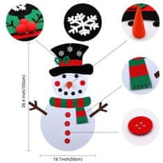 Mormark Snežak iz filca, Božična dekoracija, DIY Sneženi mož, Okraševanje snežaka (Snežak + 31 okraskov) | FELTSNOWMAN
