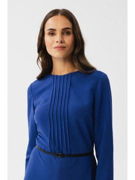 Stylove Ženska midi obleka Kerigor S347 koruznica modra