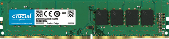 Crucial 16GB DDR4-2400 UDIMM PC4-19200 CL17, 1.2V