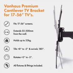VonHaus 17 do 56” nagibni TV stenski nosilec do 35kg