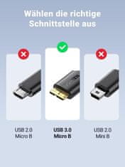 Ugreen USB 3.0 kabel USB A na Micro B, 1m