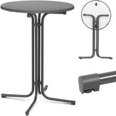 Royal Catering Okrogel barski stol, visok, zložljiv, premer 80 cm, višina 110 cm, siv