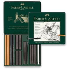 Faber-Castell Pitt Monochrome Charcoal - pločevinasta škatlica, 24 kosov