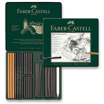 Faber-Castell Pitt Monochrome Charcoal - pločevinasta škatlica, 24 kosov