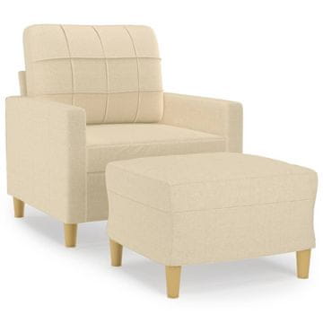 Vidaxl Fotelj s stolčkom za noge krem 60 cm blago
