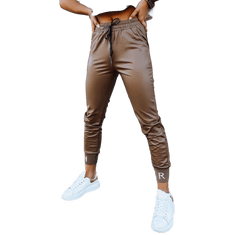 Dstreet Ženske usnjene hlače TERRACE rjave barve uy1696 XXL
