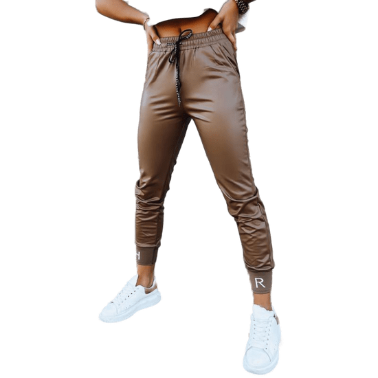 Dstreet Ženske usnjene hlače TERRACE rjave barve uy1696