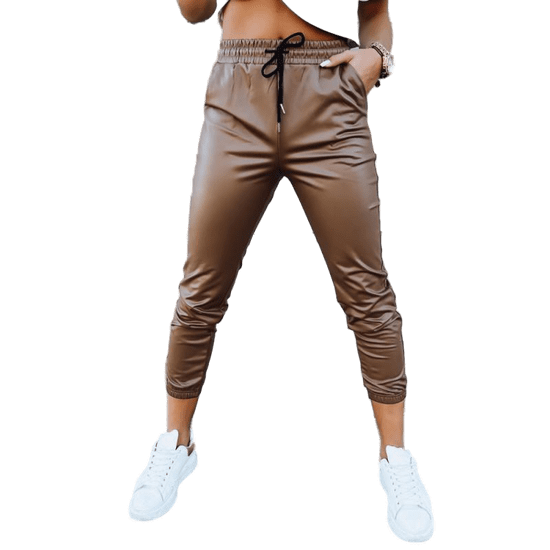 Dstreet Ženske voščene hlače HARBOR rjave barve uy1699