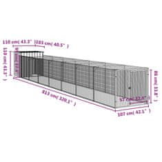 Vidaxl Pasja uta z izhodom antracitna 110x813x110 cm pocinkano jeklo