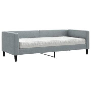 Vidaxl Dnevna postelja z vzmetnico svetlo siva 80x200 cm blago