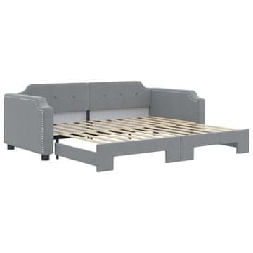 Vidaxl Izvlečna dnevna postelja svetlo siva 100x200 cm blago