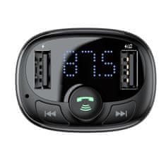 BASEUS S-09A Bluetooth Transmitter avto polnilec 2x USB 3.4A, črna