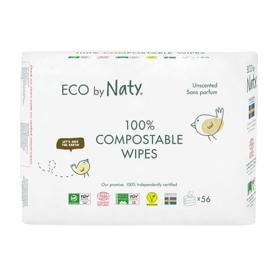 ECO by Naty ECO vlažni robčki brez vonja - za občutljivo kožo, 3x56 kosov