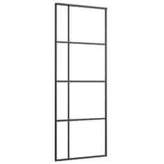 Vidaxl Drsna vrata ESG steklo in aluminij 76x205 cm črna