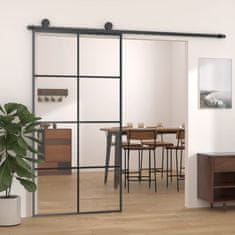 Vidaxl Drsna vrata črna 102,5x205 cm ESG steklo in aluminij