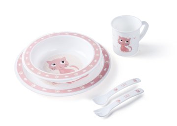 Canpol babies komplet z jedilnim priborom Colorful Animal, plastičen