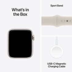 Apple Watch SE pametna ura, 44 mm, GPS, športni pašček S/M, Starlight