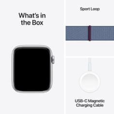 Apple Watch SE pametna ura, 44 mm, GPS, srebrna, Loop pašček Storm modra