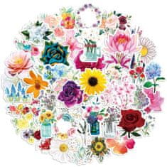 Northix Nalepke - mešani cvetlični motivi - 50 kom 
