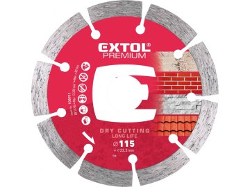 Extol Premium Diamantna rezalna plošča, segmentno Dolgo življenje - suho rezanje, 115x22,2x2mm