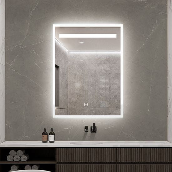 S6 Steklarstvo Šest LED ogledalo S61C, 60x80cm, 3barve LED, dimmer, grelna funkcija Antifog