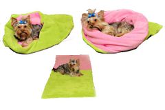 Pasja postelja Marysa 3 v 1, svetlo zelena/rožnata, velikost XL