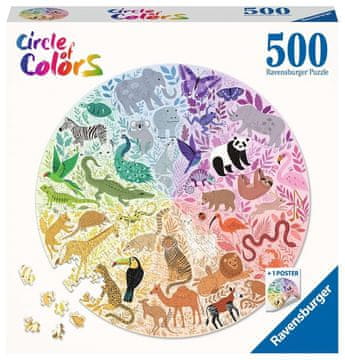 Ravensburger Okrogla sestavljanka Krog barv: živali 500 kosov