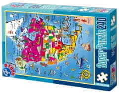 D-TOYS Puzzle Zemljevid Severne Amerike 240 kosov