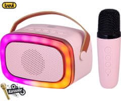 Trevi XR8A01 prenosni KARAOKE zvočnik, Bluetooth, USB/microSD/AUX, mikrofon, roza (Rose Pink)