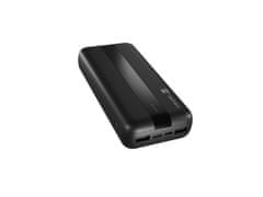 Natec powerbank TREVI 20000 mAh 2X USB-A +1X USB-C, črna