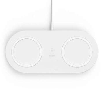 Belkin Qi dvojna ploščica, 2x10W z adapterjem, bela