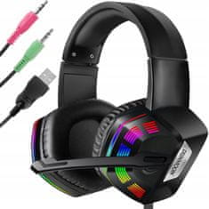 Malatec LED RGB igralne slušalke 5.1 z mikrofonom USB AUX