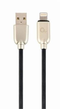 Gembird Polnilni kabel Lightning 8-pin (M) do USB 2.0 (M), vrhunski, z gumijasto pletenico, 2 m, črn