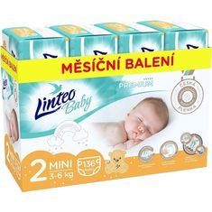 LINTEO BABY Premium plenice za enkratno uporabo 2 MINI (3-6 kg) 136 kosov