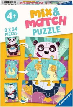 Puzzle Mix&amp;Match: Smešne živali 3x24 kosov
