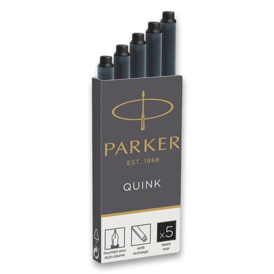 Parker Stekleničke za črnilo, 5 kosov, črne barve
