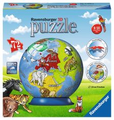 Ravensburger 3D Puzzleball Otroški globus z živalmi (angleščina) 72 kosov