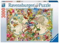 Ravensburger Puzzle Zemljevid sveta s floro in favno 3000 kosov