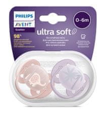 Philips Avent SCF091/09 Ultra Soft tolažilna duda, silikon, 0-6m, ž, 2/1