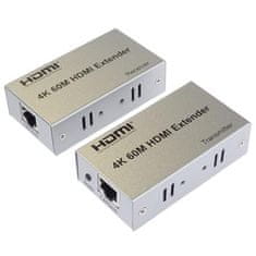 PremiumCord Podaljševalnik 4K HDMI do 60 m z enim kablom Cat5e/Cat6