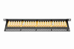 Digitus CAT 6 Patch Panel, neekraniran, 24 priključkov RJ45 s pokrovčkom, 8P8C, LSA, 0,5U, za montažo v 19" omaro, črn