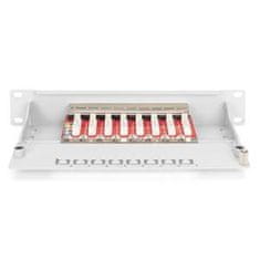 Digitus Patch panel CAT 6A, zaščiten, 8 priključkov, 1U, za montažo v 10-palčno omaro, siva RAL 7035