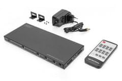 Digitus 4x2 HDMI matrično stikalo, 4K/60Hz, EDID, ARC, HDCP 2.2, 18 Gb/s