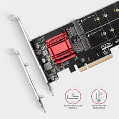 AXAGON PCEM2-ND, krmilnik PCI-Express x8 za priključitev do dveh SSD M.2 NVMe na računalnik
