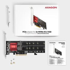AXAGON PCEM2-ND, krmilnik PCI-Express x8 za povezavo do dveh SSD M.2 NVMe z računalnikom